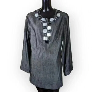 MAGASCHONIEmbellished Long Sleeve Top Size 10